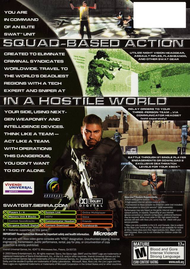 SWAT: Global Strike Team - (XB) Xbox [Pre-Owned] Video Games Sierra Entertainment   