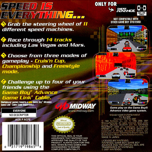 Cruis'n Velocity - (GBA) Game Boy Advance [Pre-Owned] Video Games Midway   