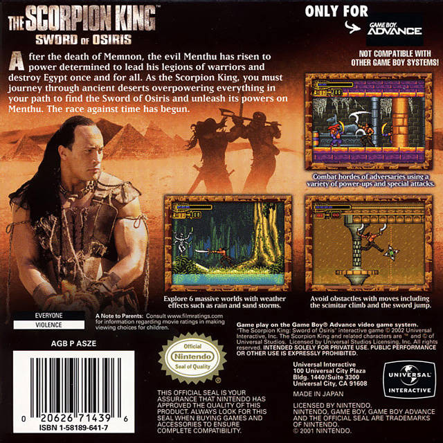 The Scorpion King: Sword of Osiris - (GBA) Game Boy Advance [Pre-Owned] Video Games Universal Interactive   