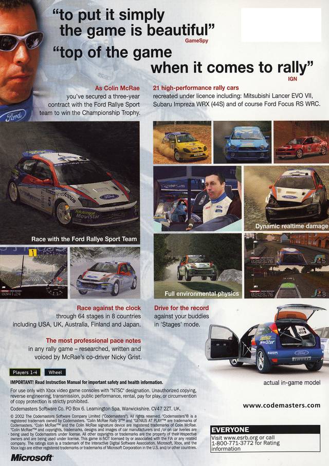 Colin McRae Rally 3 - (XB) Xbox [Pre-Owned] Video Games Codemasters   