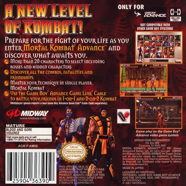 Mortal Kombat Advance - (GBA) Game Boy Advance [Pre-Owned] Video Games Midway   