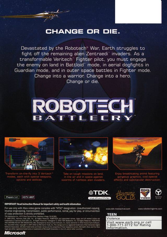 Robotech: Battlecry - (XB) Xbox [Pre-Owned] Video Games TDK Mediactive   