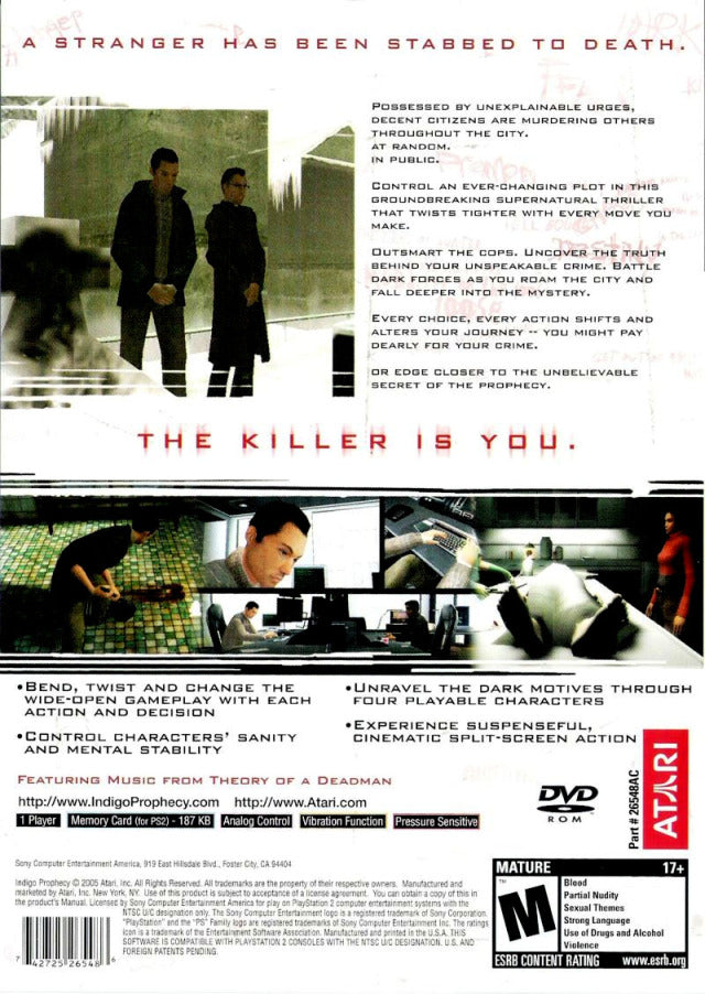 Indigo Prophecy - (PS2) PlayStation 2 [Pre-Owned] Video Games Atari SA   