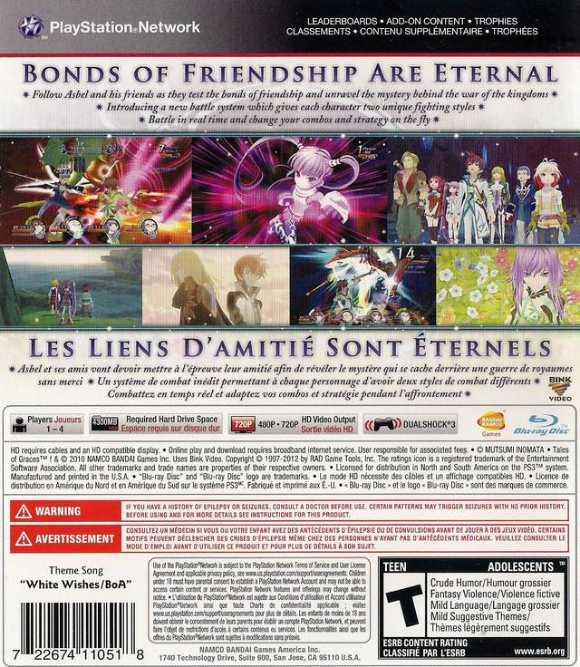 Tales of Graces f - (PS3) PlayStation 3 [Pre-Owned] Video Games Namco Bandai Games   