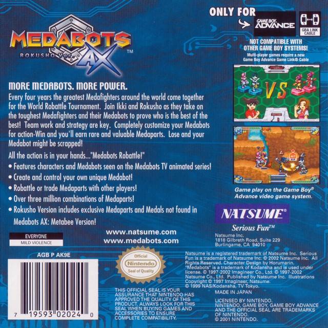 Medabots AX: Rokusho Ver. - (GBA) Game Boy Advance [Pre-Owned] Video Games Natsume   