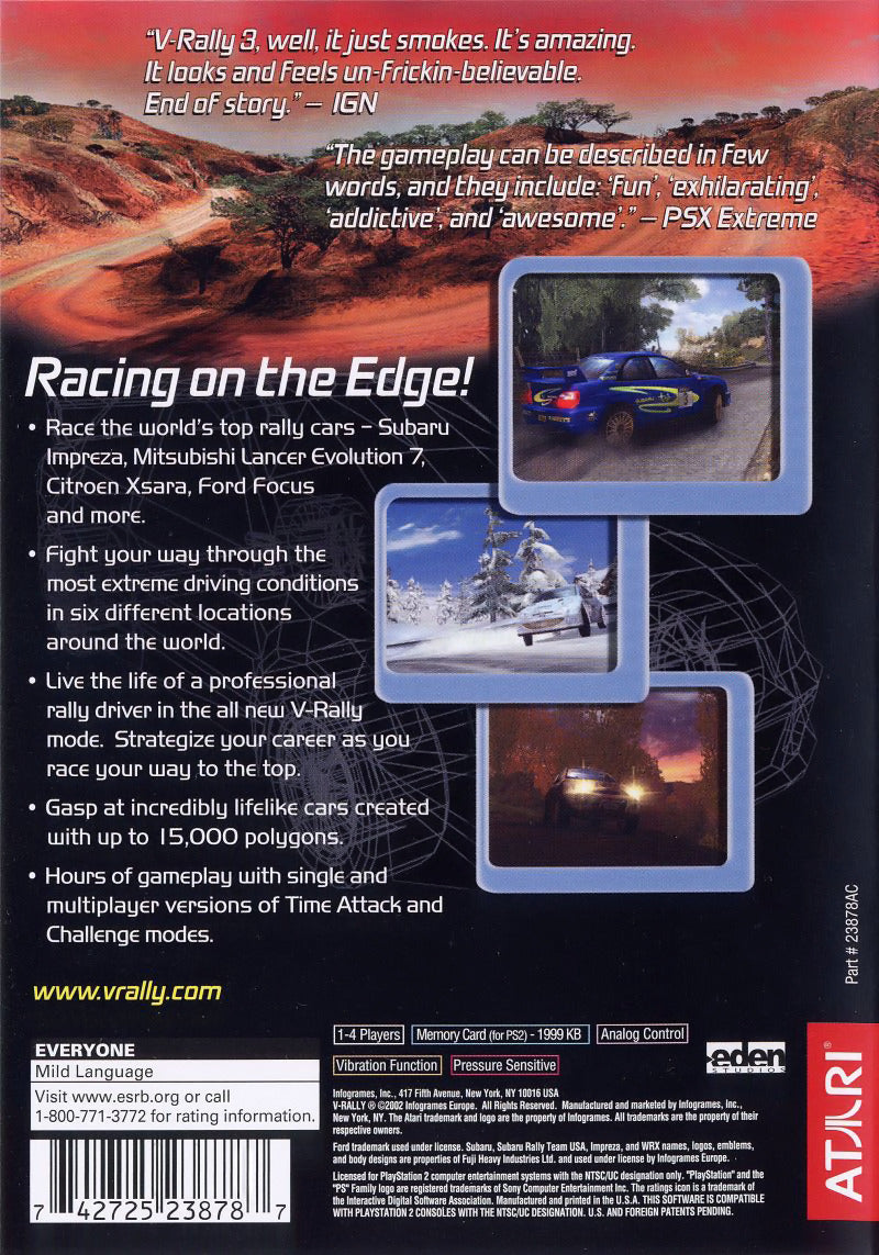 V-Rally 3 - (PS2) PlayStation 2 [Pre-Owned] Video Games Atari SA   