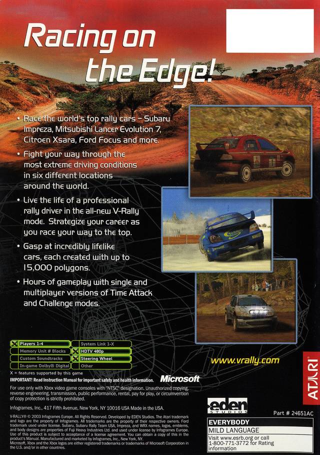 V-Rally 3 - Xbox Video Games Atari SA   