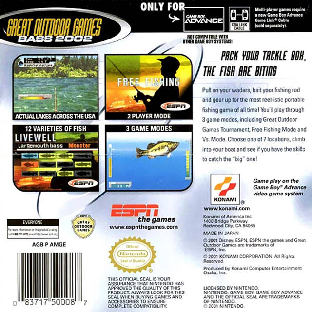 ESPN Great Outdoor Games Bass 2002 - (GBA) Game Boy Advance [Pre-Owned] Video Games Konami   