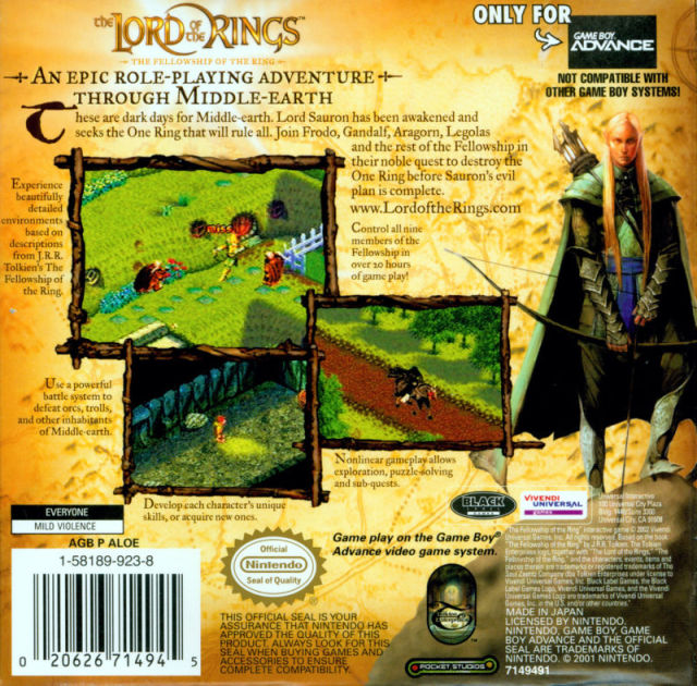 The Lord of the Rings: The Fellowship of the Ring - (GBA) Game Boy Advance [Pre-Owned] Video Games Black Label Games   