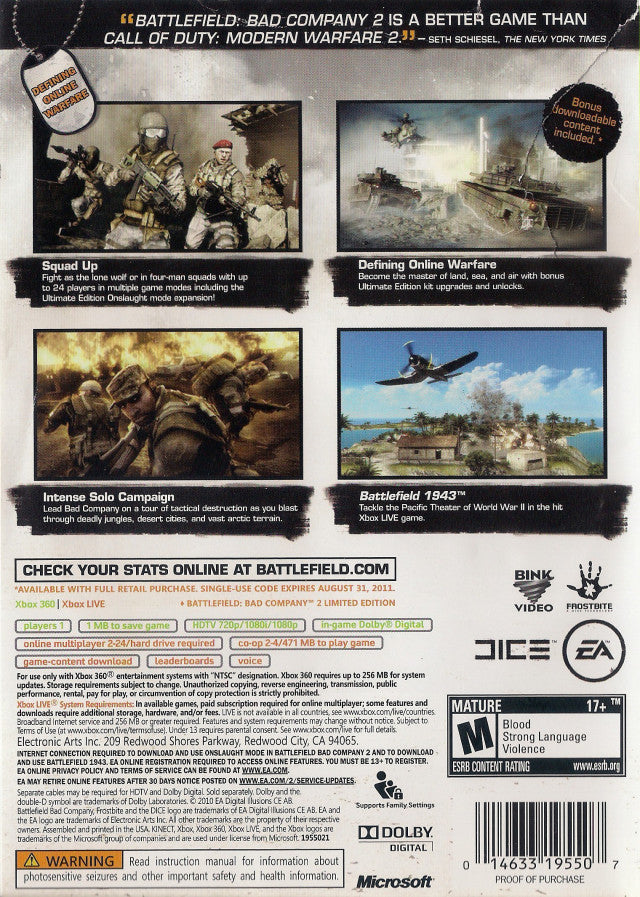 Jogo Battlefield Bad Company 2 Xbox 360 EA em Promoção é no Jogo Battlefield Bad Company 2 Xbox 360 EA em Promoção é no