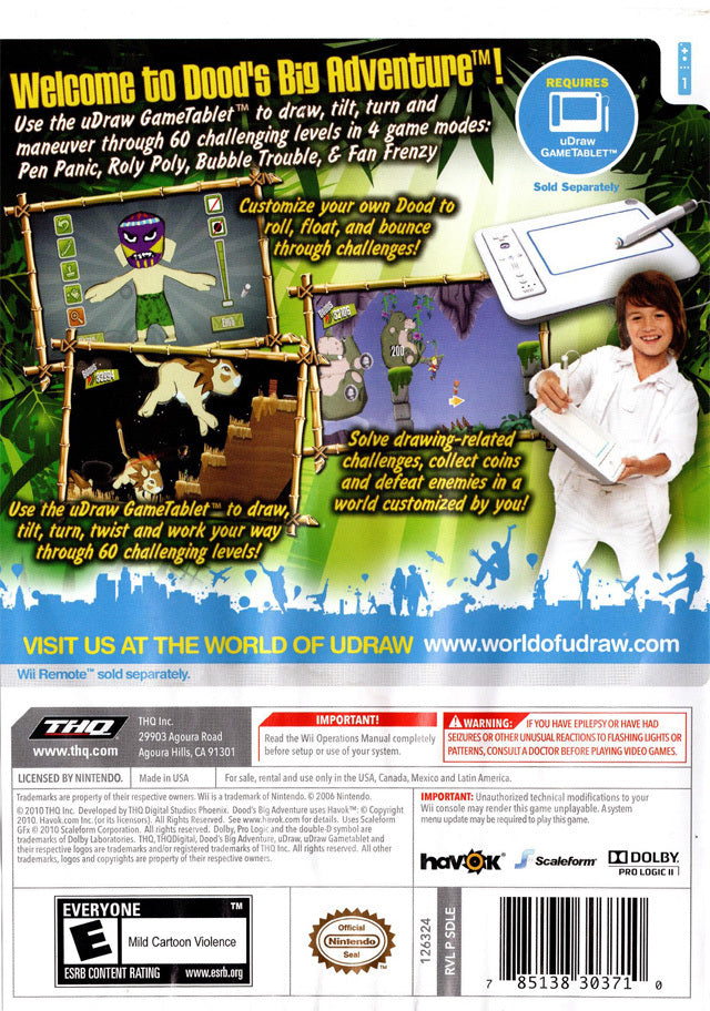 uDraw: Dood's Big Adventure - Nintendo Wii [Pre-Owned] Video Games THQ   