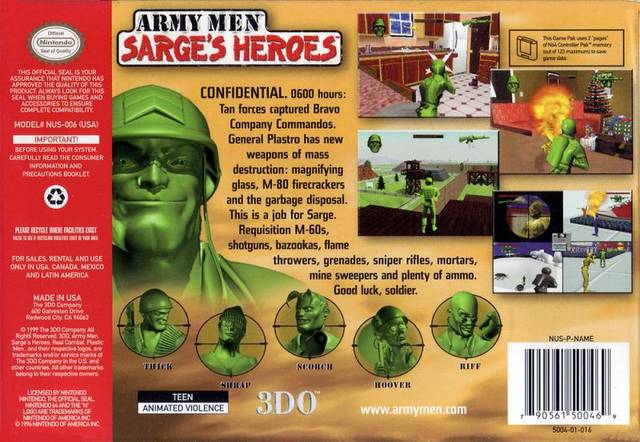 Army Men: Sarge's Heroes - (N64) Nintendo 64 [Pre-Owned] Video Games 3DO   