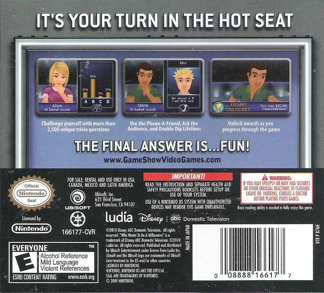 Who Wants to Be a Millionaire: 3rd Edition - Nintendo DS Video Games Ubisoft   