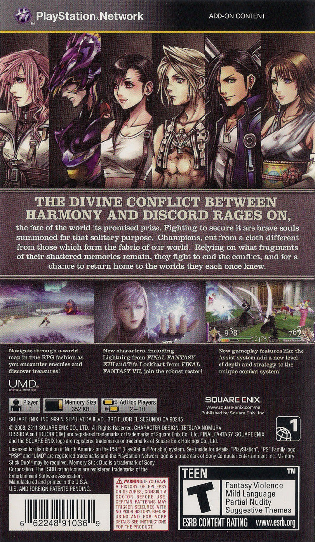 Dissidia 012: Duodecim Final Fantasy - SONY PSP Video Games Square Enix   