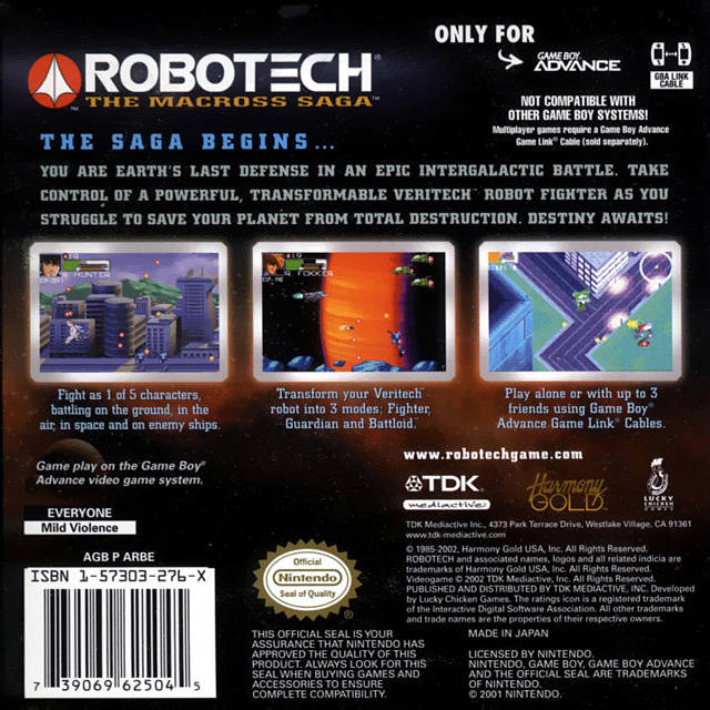Robotech: The Macross Saga - (GBA) Game Boy Advance [Pre-Owned] Video Games TDK Mediactive   