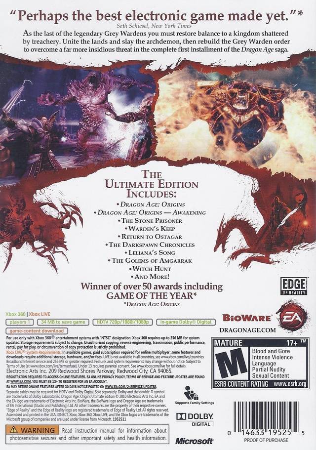 Dragon Age: Origins - Ultimate Edition - Xbox 360 [Pre-Owned] Video Games Electronic Arts   