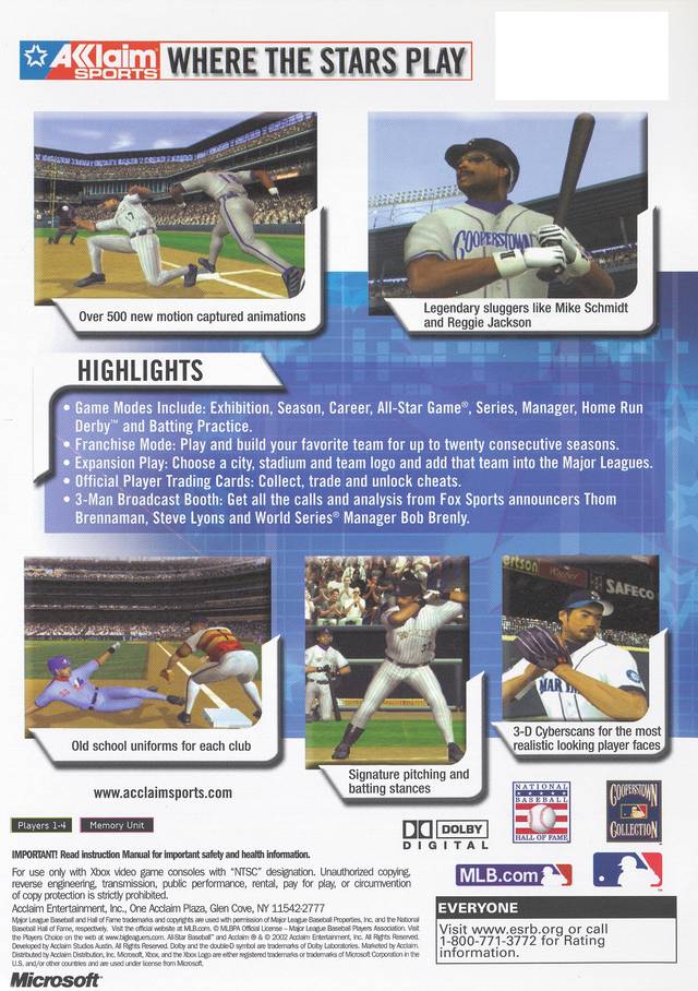 All-Star Baseball 2003 - Xbox Video Games Acclaim   