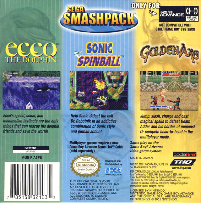 Sega Smash Pack - (GBA) Game Boy Advance [Pre-Owned] Video Games THQ   