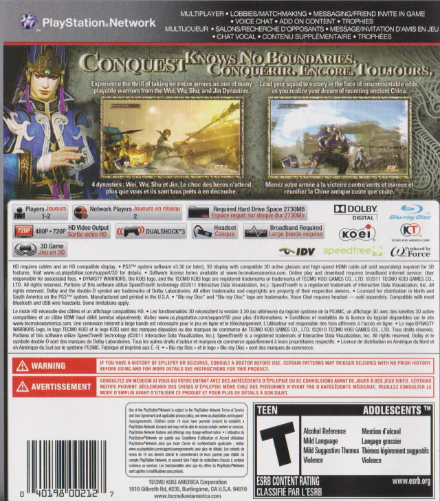 Dynasty Warriors 7 - (PS3) PlayStation 3 Video Games Koei Tecmo Games   