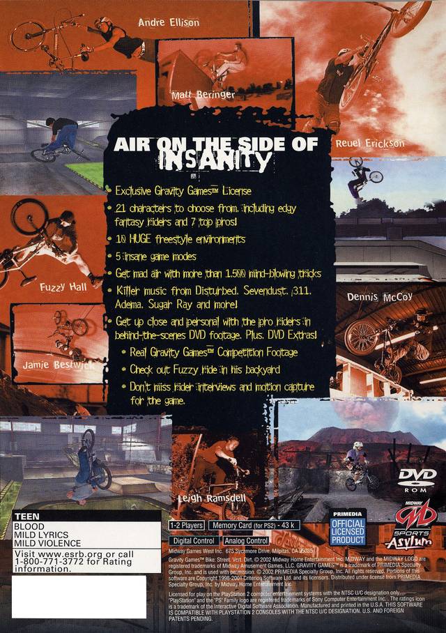 Gravity Games Bike: Street. Vert. Dirt. - PlayStation 2 Video Games Midway   