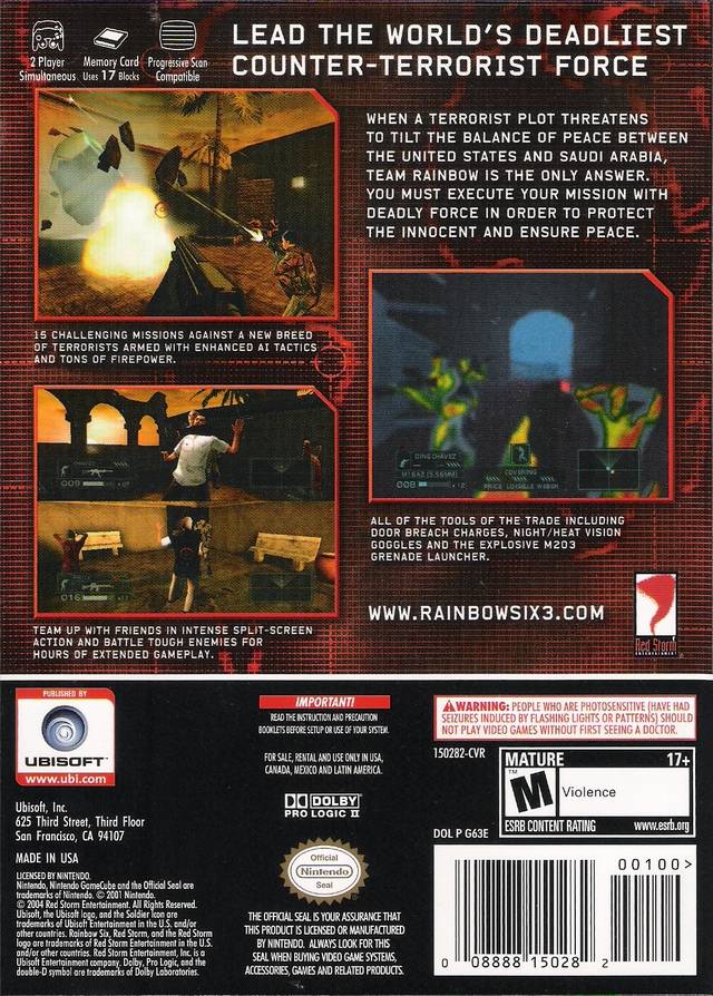 Tom Clancy's Rainbow Six 3 - (GC) GameCube [Pre-Owned] Video Games Ubisoft   