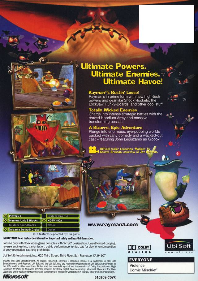 Rayman 3: Hoodlum Havoc - Xbox Video Games Ubisoft   