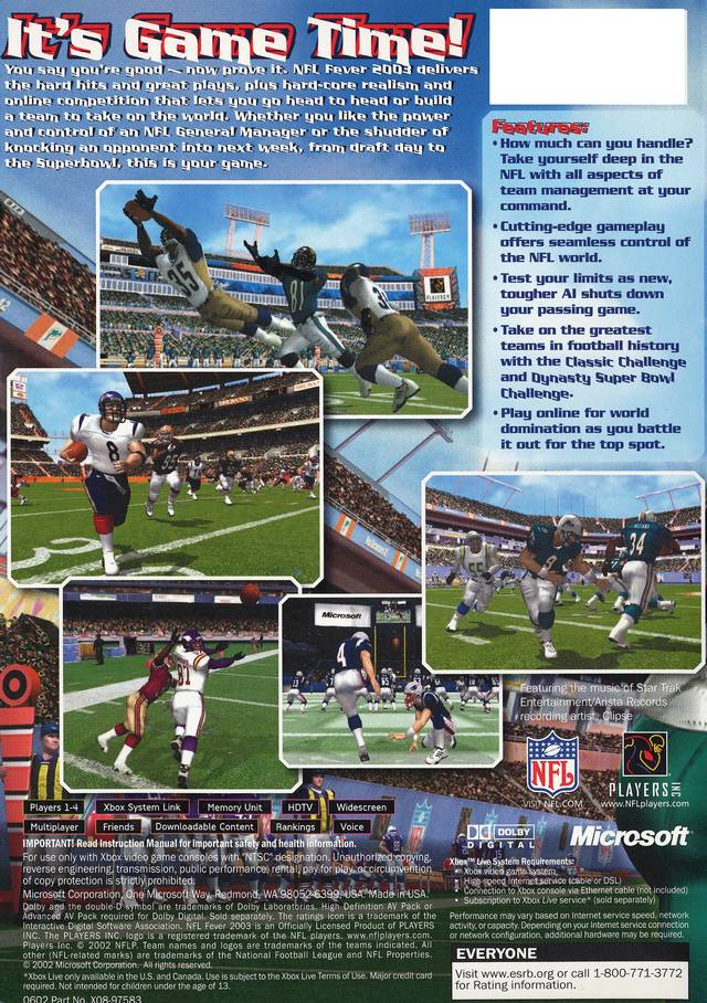 NFL Fever 2003 - (XB) Xbox [Pre-Owned] Video Games Microsoft Game Studios