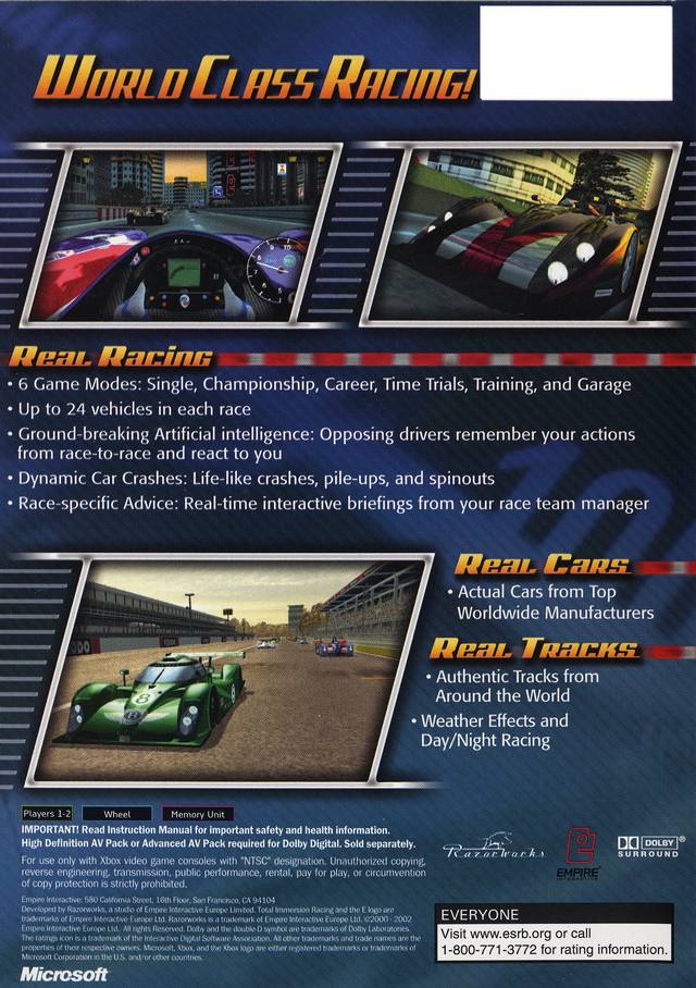 Total Immersion Racing - Xbox Video Games Empire Interactive   