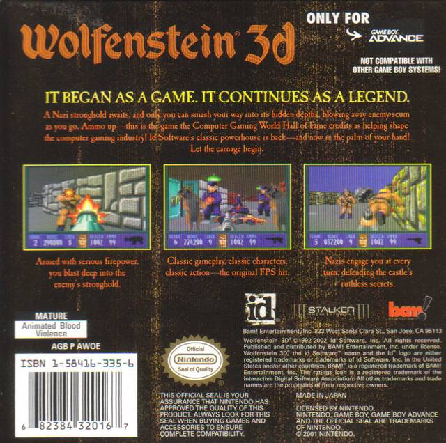 Wolfenstein 3D - (GBA) Game Boy Advance [Pre-Owned] Video Games Bam Entertainment   