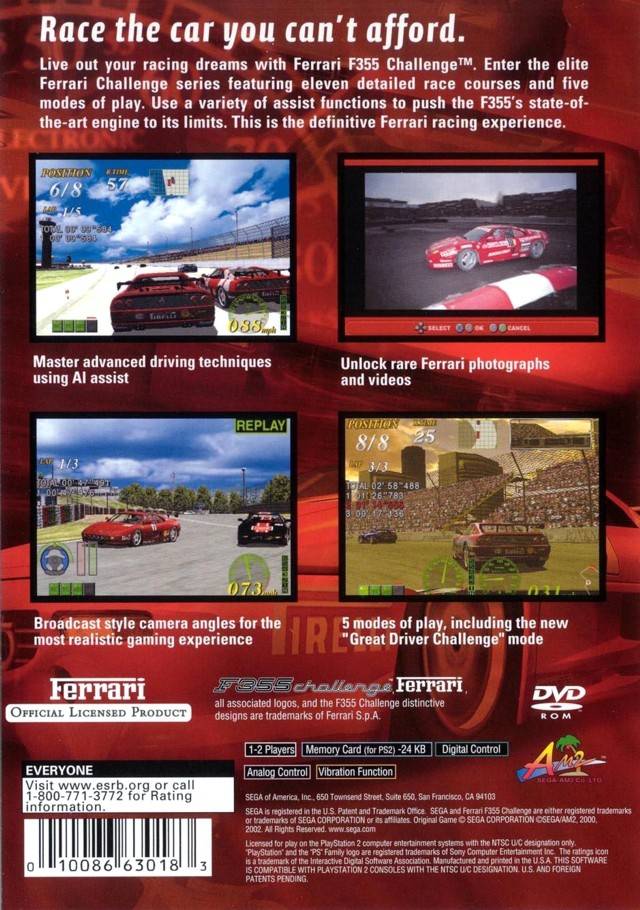 Ferrari F355 Challenge - PlayStation 2 Video Games Sega   