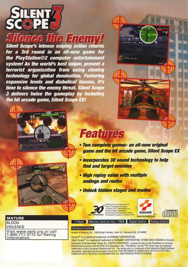 Silent Scope 3 - PlayStation 2 Video Games Konami   