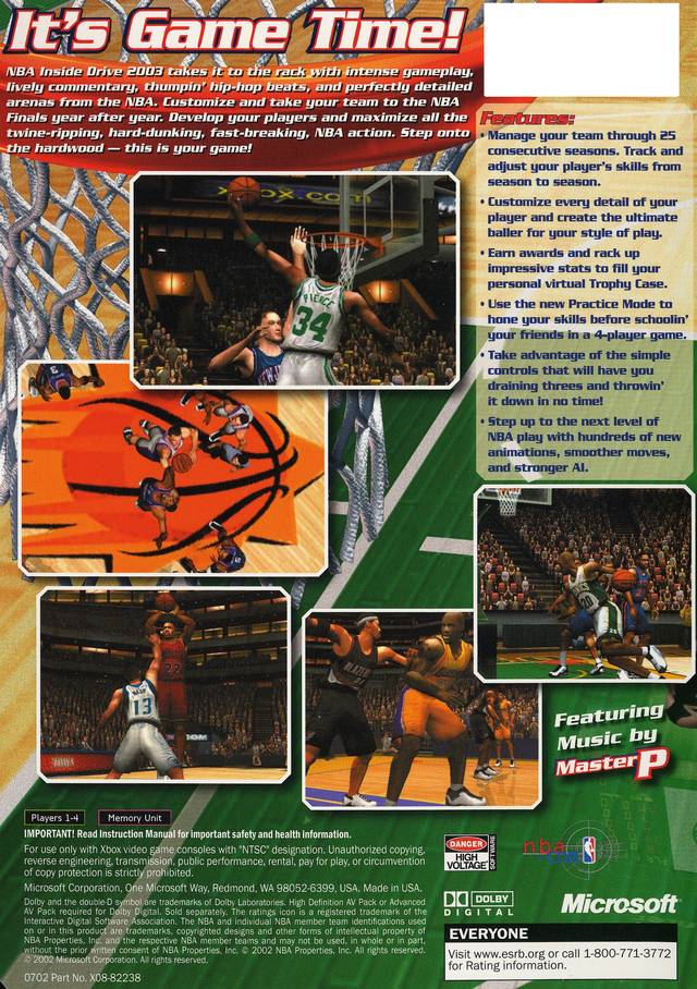 NBA Inside Drive 2003 - Xbox Video Games Microsoft Game Studios   
