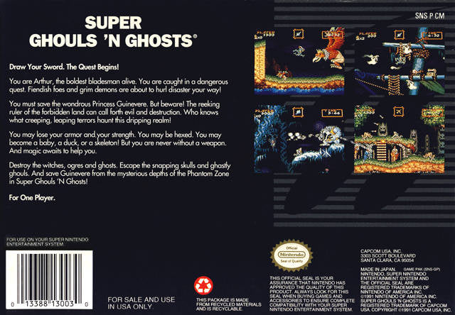 Super Ghouls 'n Ghosts - (SNES) Super Nintendo [Pre-Owned] Video Games Capcom   