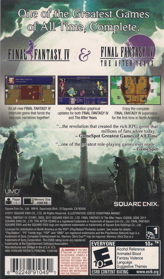 Final Fantasy IV: The Complete Collection - Sony PSP Video Games Square Enix   