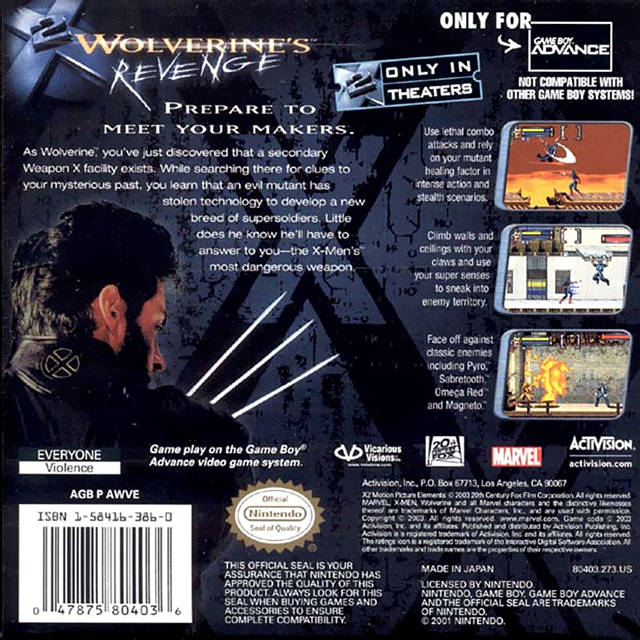 X2: Wolverine's Revenge - (GBA) Game Boy Advance [Pre-Owned] Video Games Activision   