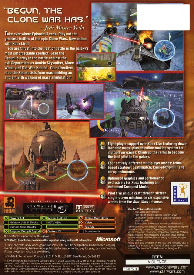 Star Wars: The Clone Wars - Xbox Video Games LucasArts   