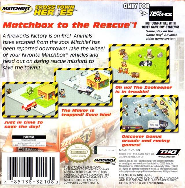 Matchbox Cross Town Heroes - (GBA) Game Boy Advance [Pre-Owned] Video Games THQ   