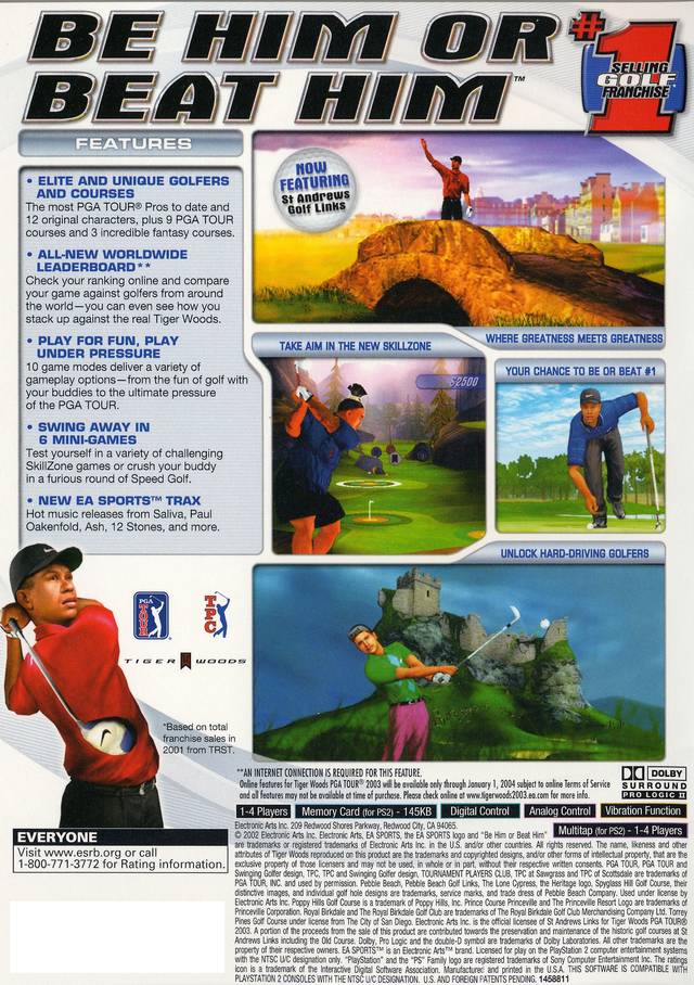 Tiger Woods PGA Tour 2003 - PlayStation 2 Video Games EA Sports   