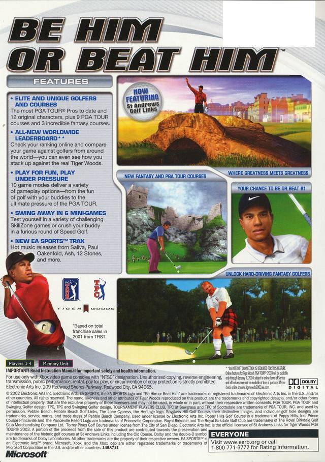 Tiger Woods PGA Tour 2003 - (XB) Xbox [Pre-Owned] Video Games Electronic Arts   