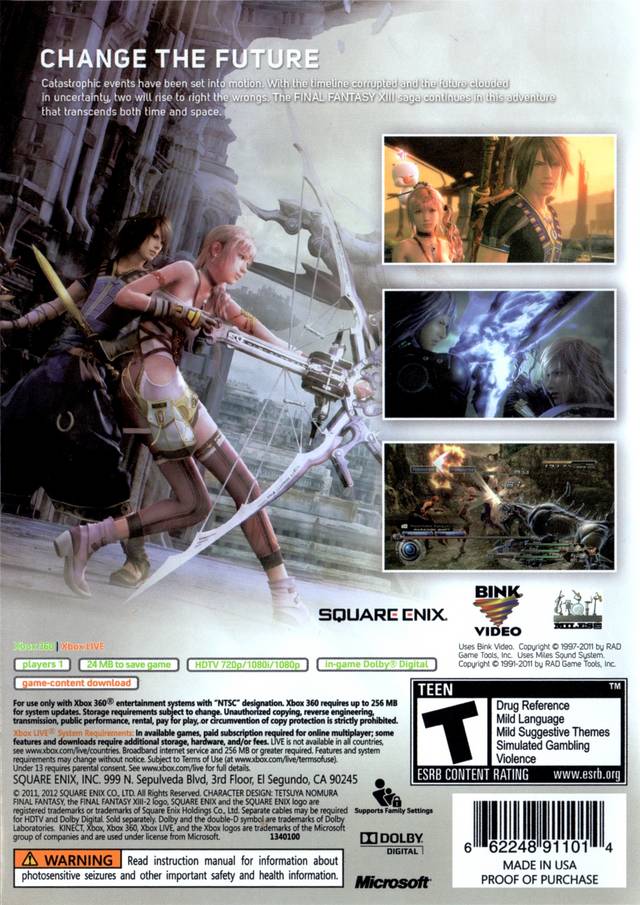 Final Fantasy XIII-2 - Xbox 360 [Pre-Owned] Video Games Square Enix   