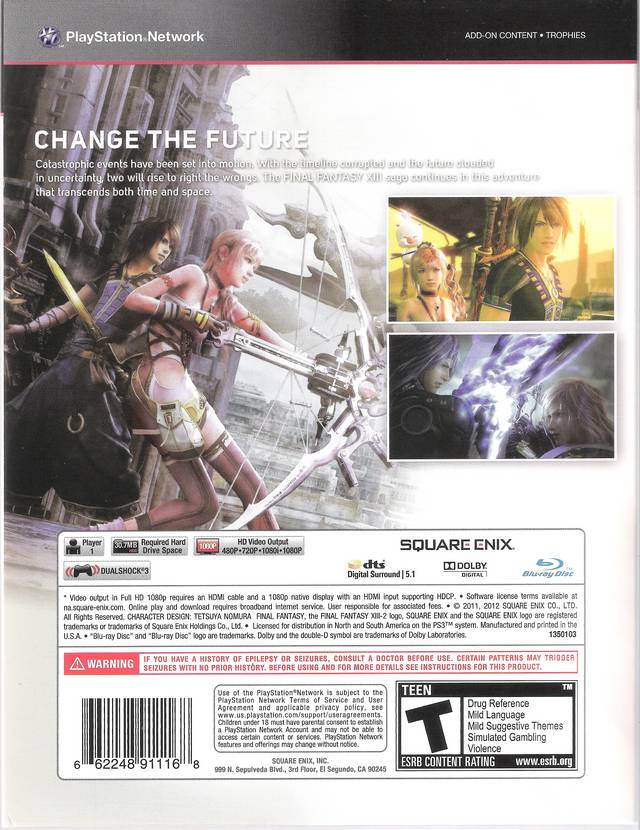 Final Fantasy XIII-2 (Limited Collector's Edition) - (PS3) PlayStation 3 [Pre-Owned] Video Games Square Enix   