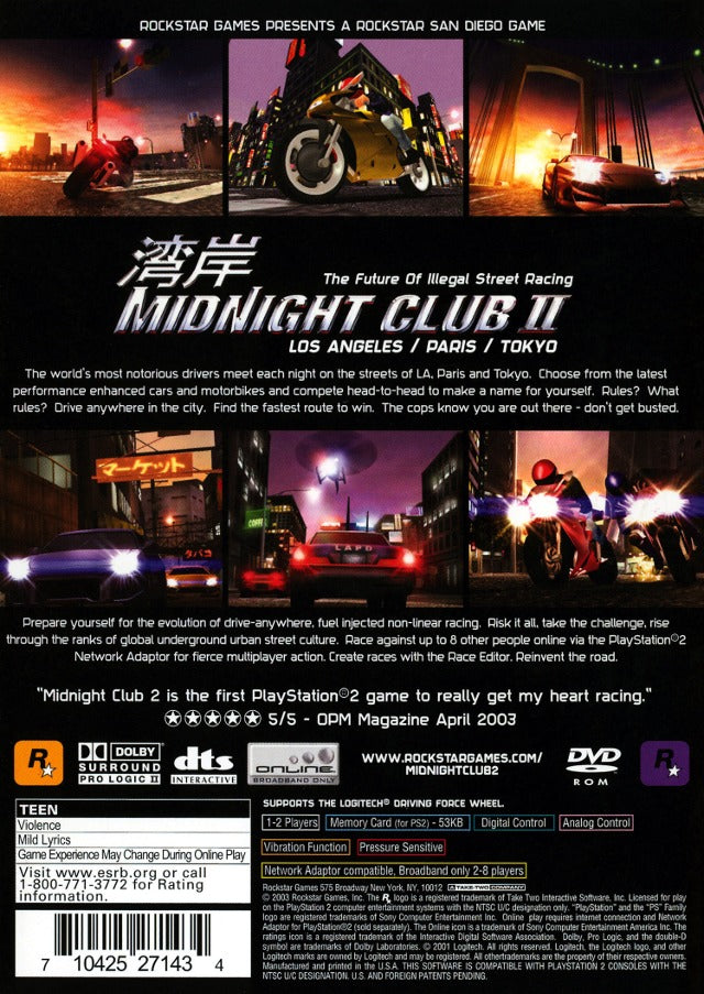Midnight Club II - (PS2) PlayStation 2 [Pre-Owned] Video Games Rockstar Games   