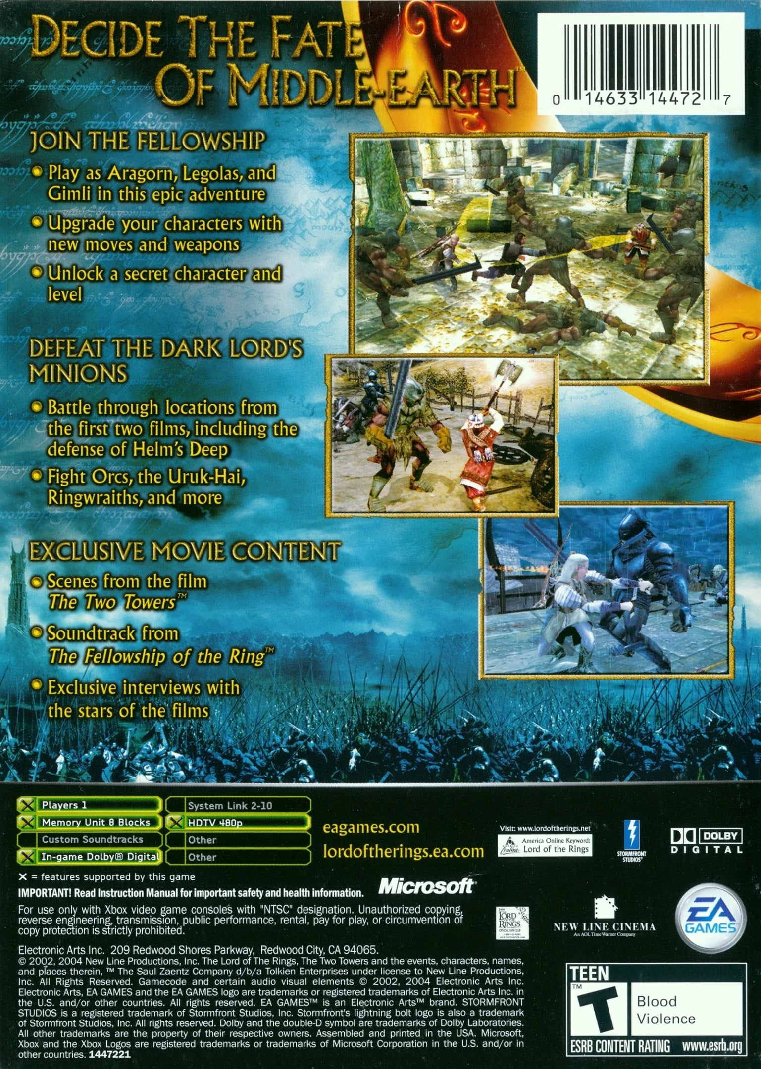 The Lord of the Rings: The Two Towers (Platinum Hits) - (XB) Xbox Video Games EA Games   