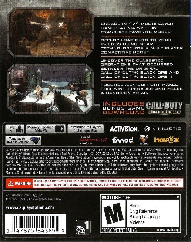 Call of Duty: Black Ops Declassified - (PSV) PlayStation Vita [Pre-Owned] Accessories Activision   