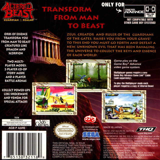 Altered Beast: Guardian of the Realms - (GBA) Game Boy Advance [Pre-Owned] Video Games THQ   