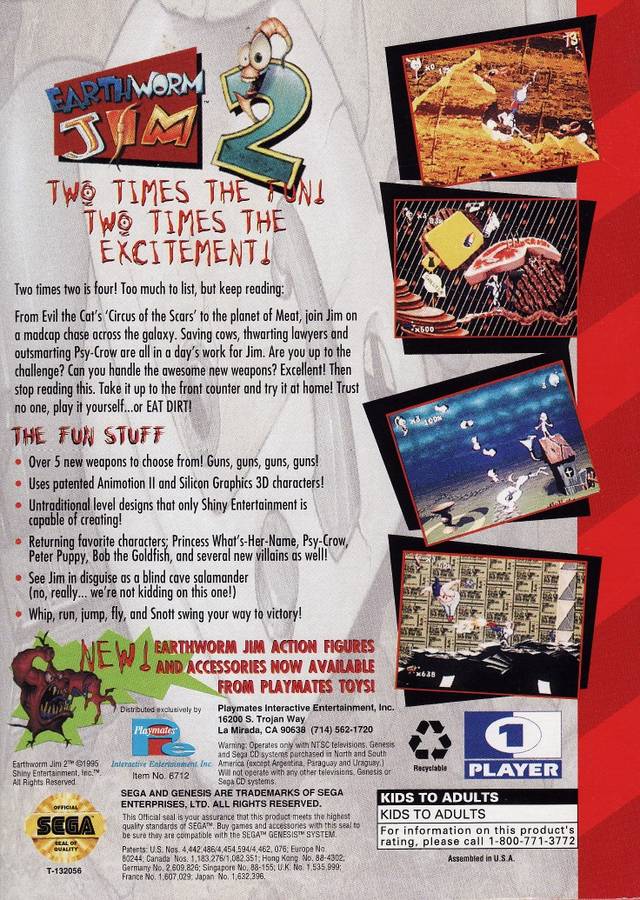 Earthworm Jim 2 - (SG) SEGA Genesis [Pre-Owned] Video Games Playmates   
