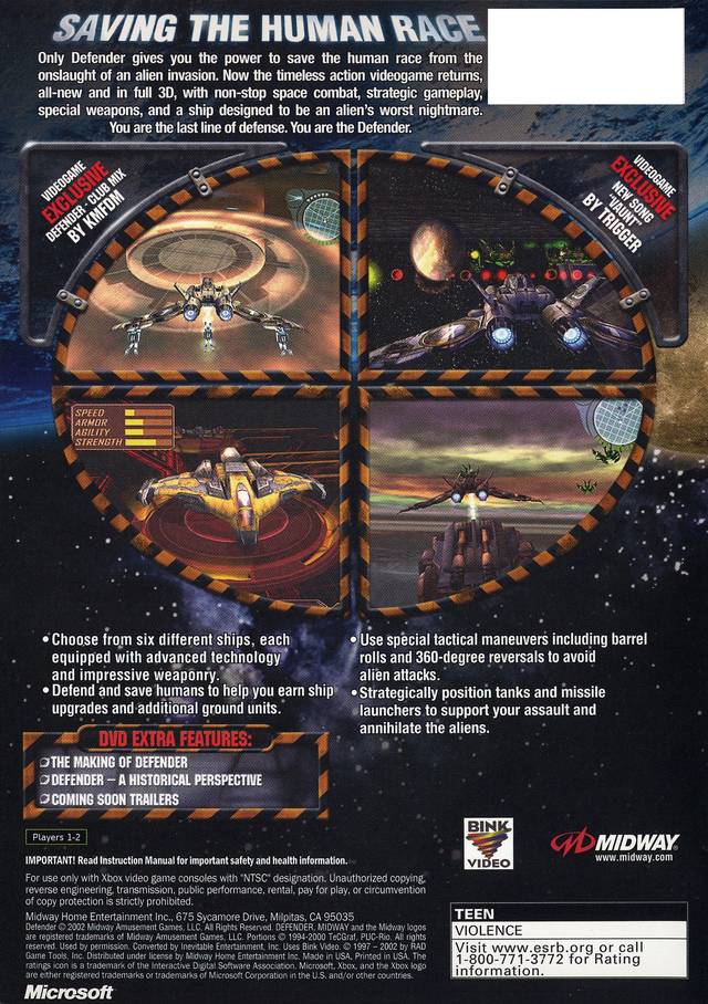 Defender - Xbox Video Games Midway   