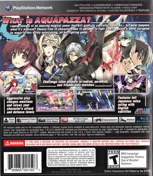 AquaPazza: AquaPlus Dream Match - (PS3) PlayStation 3 [Pre-Owned] Video Games Atlus   