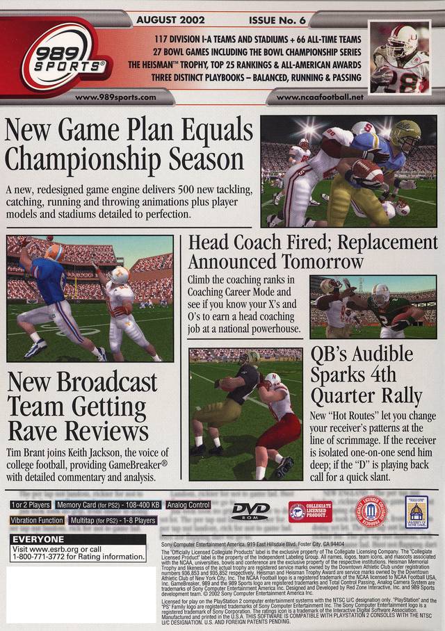 NCAA GameBreaker 2003 - PlayStation 2 Video Games SCEA   