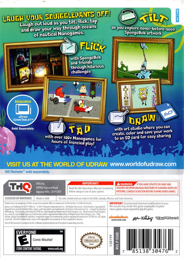 uDraw: SpongeBob Squigglepants - Nintendo Wii [Pre-Owned] Video Games THQ   